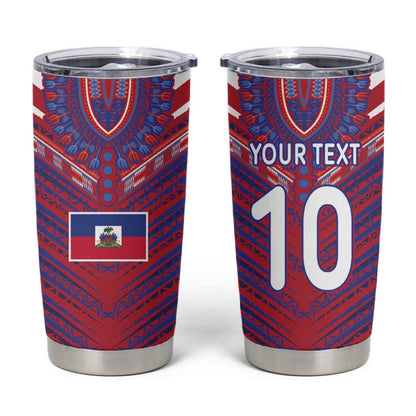 Custom Haiti National Football Tumbler Cup Dashiki Sporty Style - African Pride