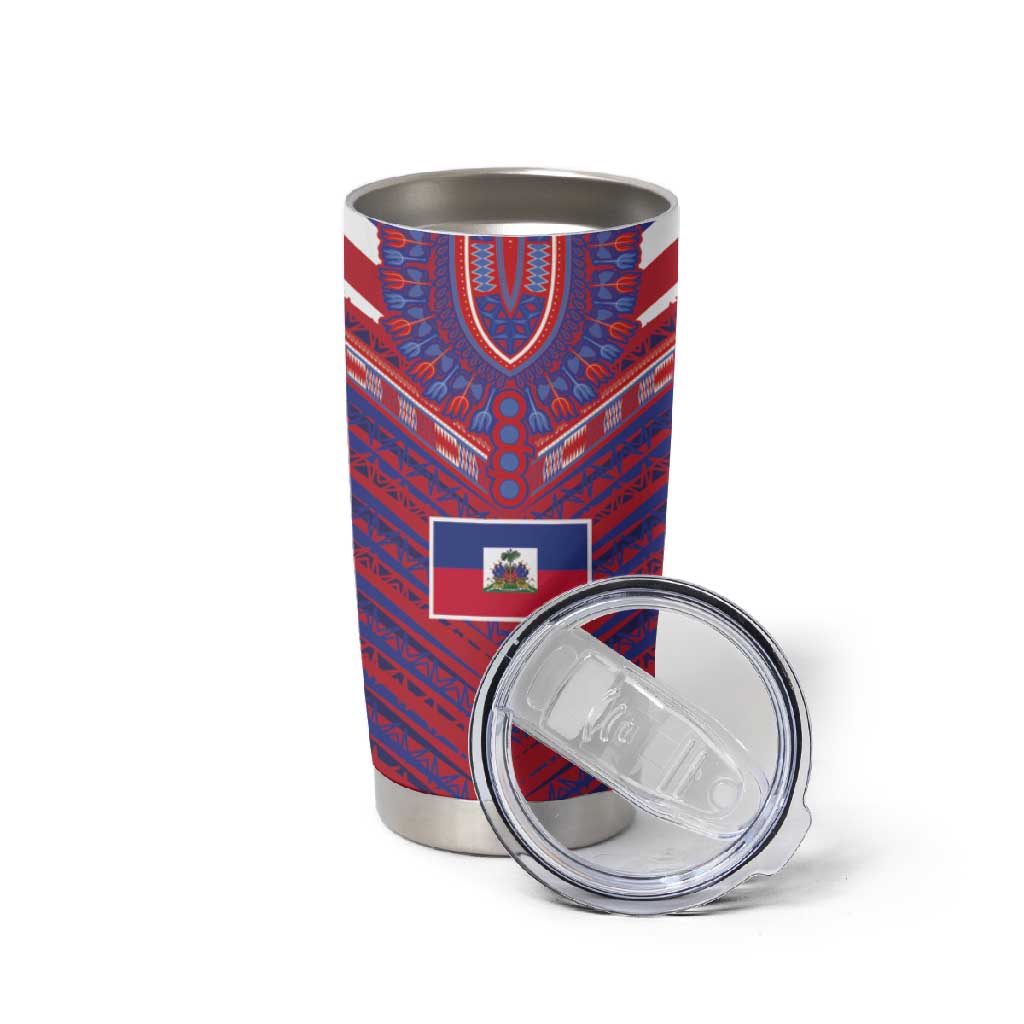Custom Haiti National Football Tumbler Cup Dashiki Sporty Style - African Pride