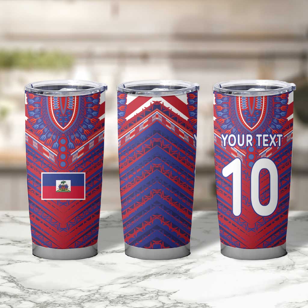 Custom Haiti National Football Tumbler Cup Dashiki Sporty Style - African Pride