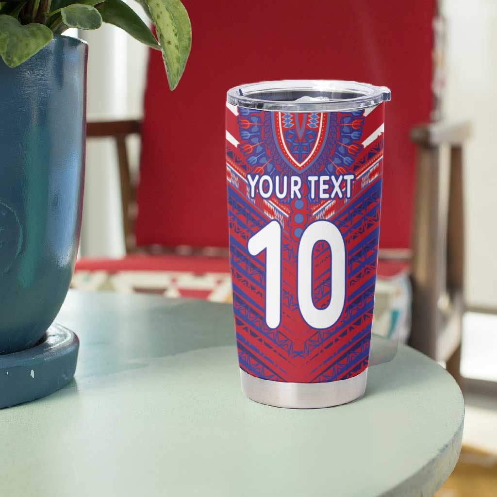 Custom Haiti National Football Tumbler Cup Dashiki Sporty Style - African Pride