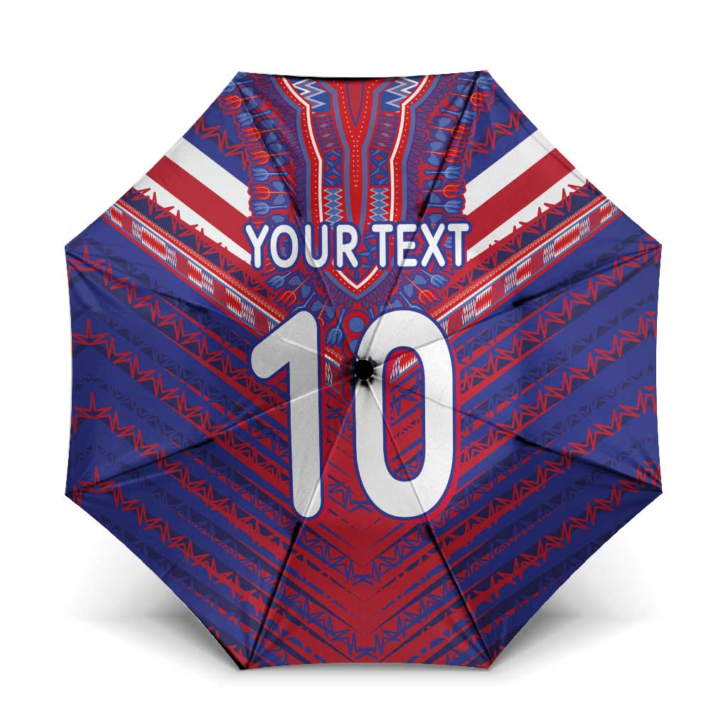Custom Haiti National Football Umbrella Dashiki Sporty Style - African Pride