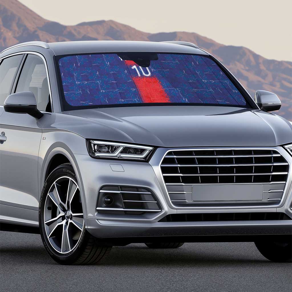 Custom Haiti National Football Auto Sun Shade Haiti Emblems Motif - African Pride