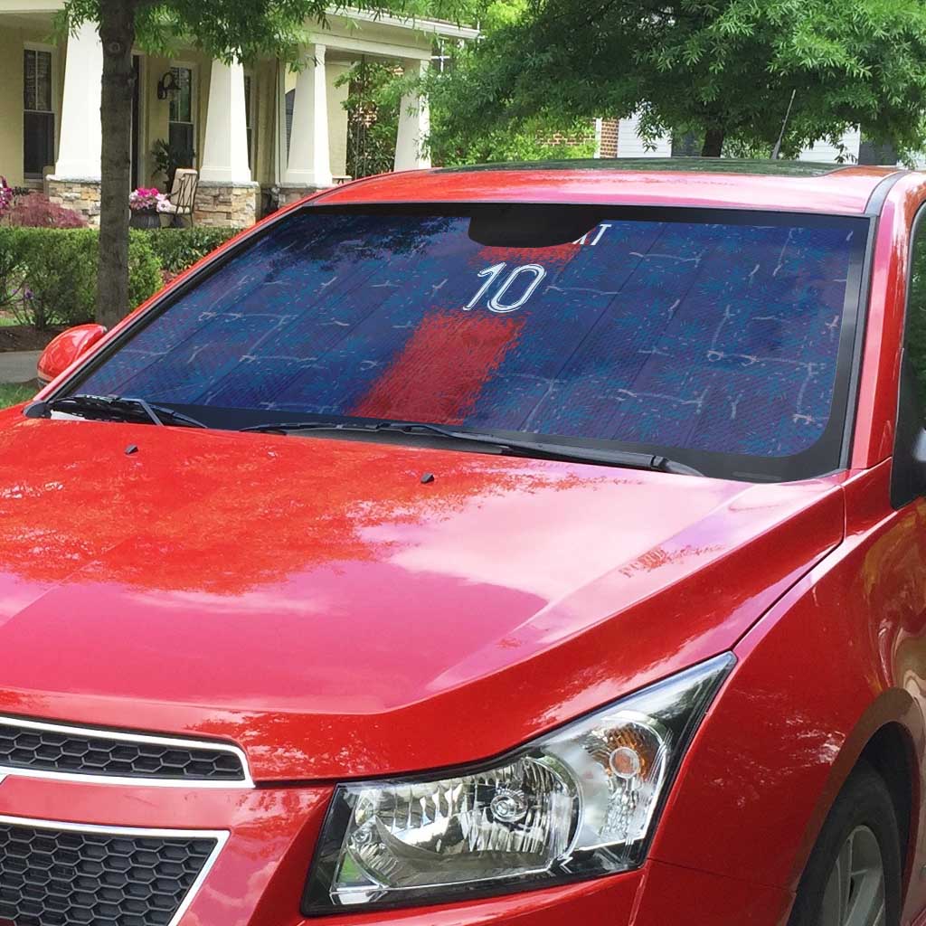 Custom Haiti National Football Auto Sun Shade Haiti Emblems Motif - African Pride