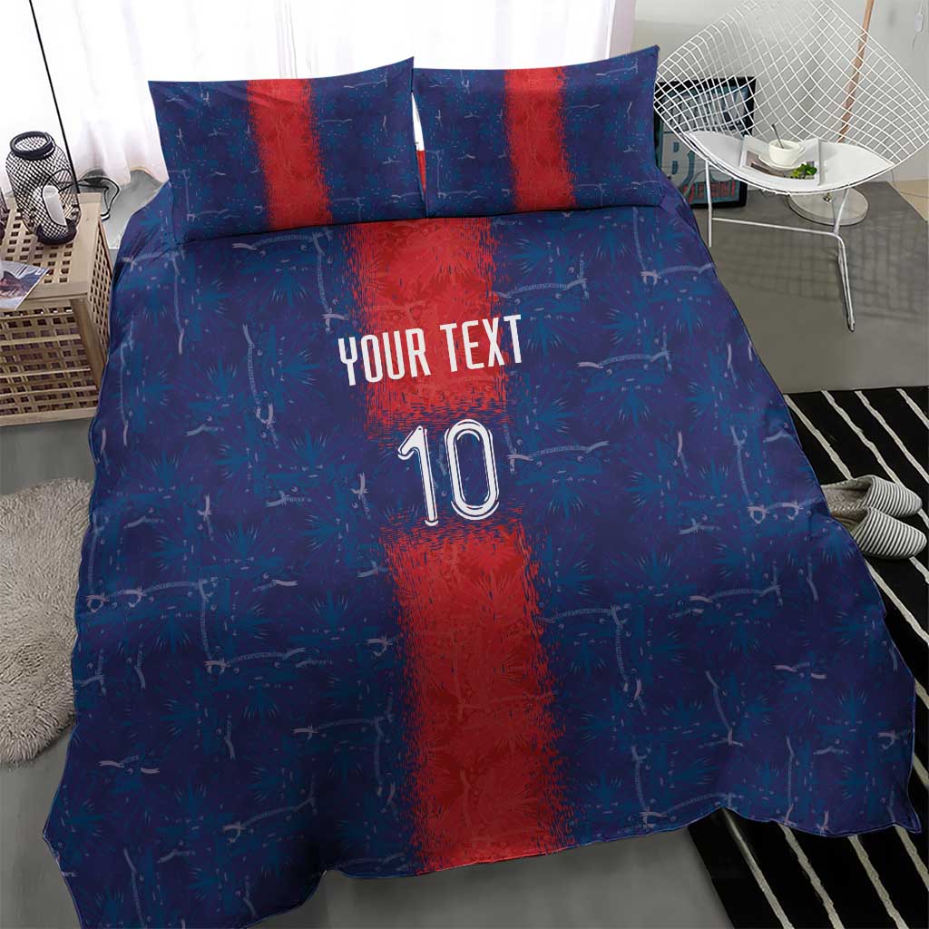 Custom Haiti National Football Bedding Set Haiti Emblems Motif - African Pride