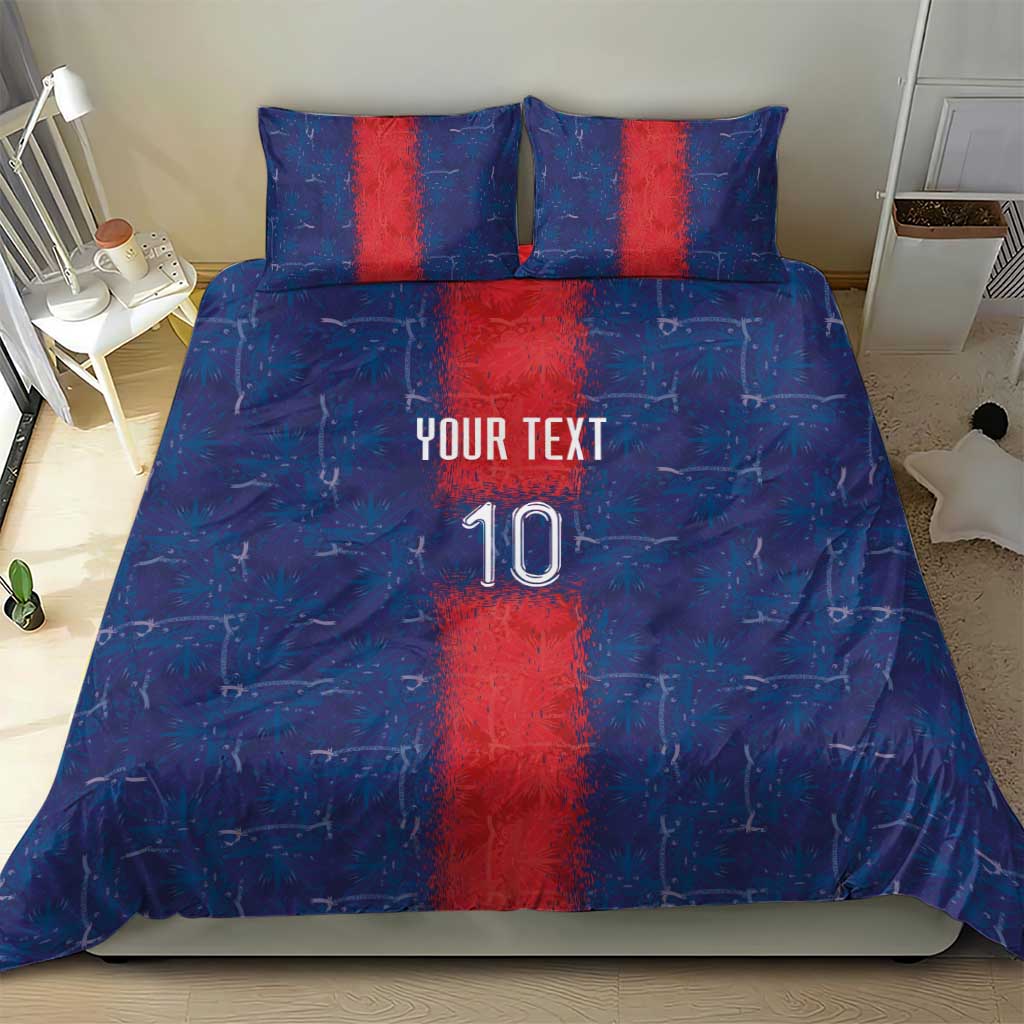 Custom Haiti National Football Bedding Set Haiti Emblems Motif - African Pride