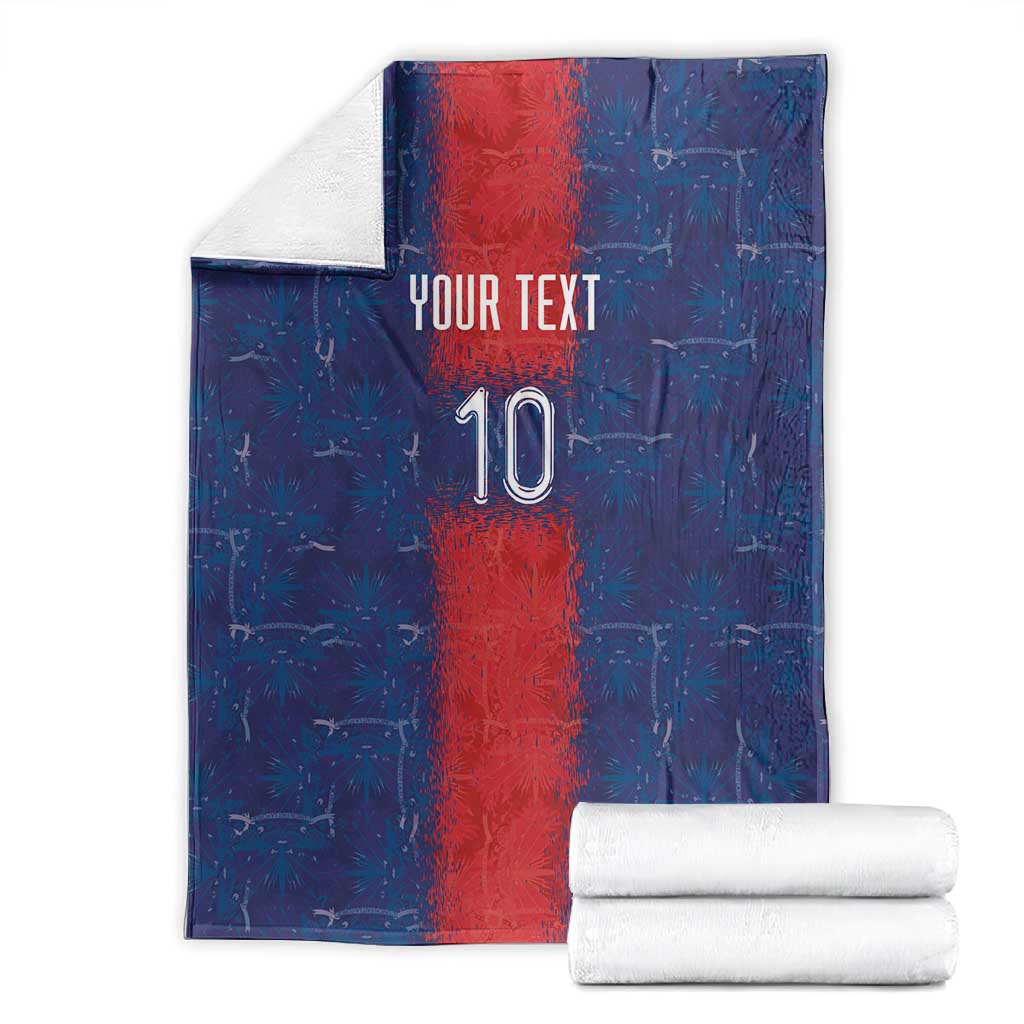 Custom Haiti National Football Blanket Haiti Emblems Motif - African Pride