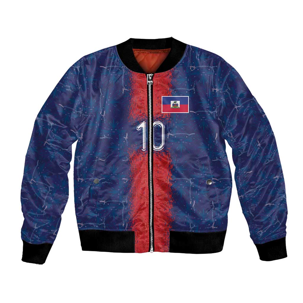 Custom Haiti National Football Bomber Jacket Haiti Emblems Motif - African Pride