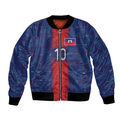 Custom Haiti National Football Bomber Jacket Haiti Emblems Motif - African Pride