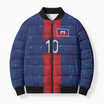 Custom Haiti National Football Bomber Puffer Jacket Haiti Emblems Motif - African Pride