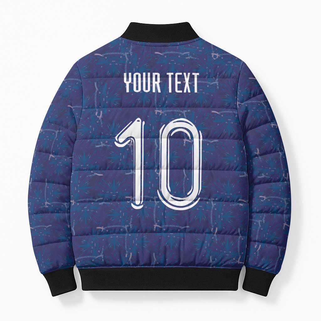 Custom Haiti National Football Bomber Puffer Jacket Haiti Emblems Motif - African Pride