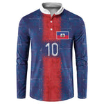Custom Haiti National Football Button Sweatshirt Haiti Emblems Motif