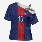 Custom Haiti National Football Cross Shoulder Shirt Haiti Emblems Motif - African Pride