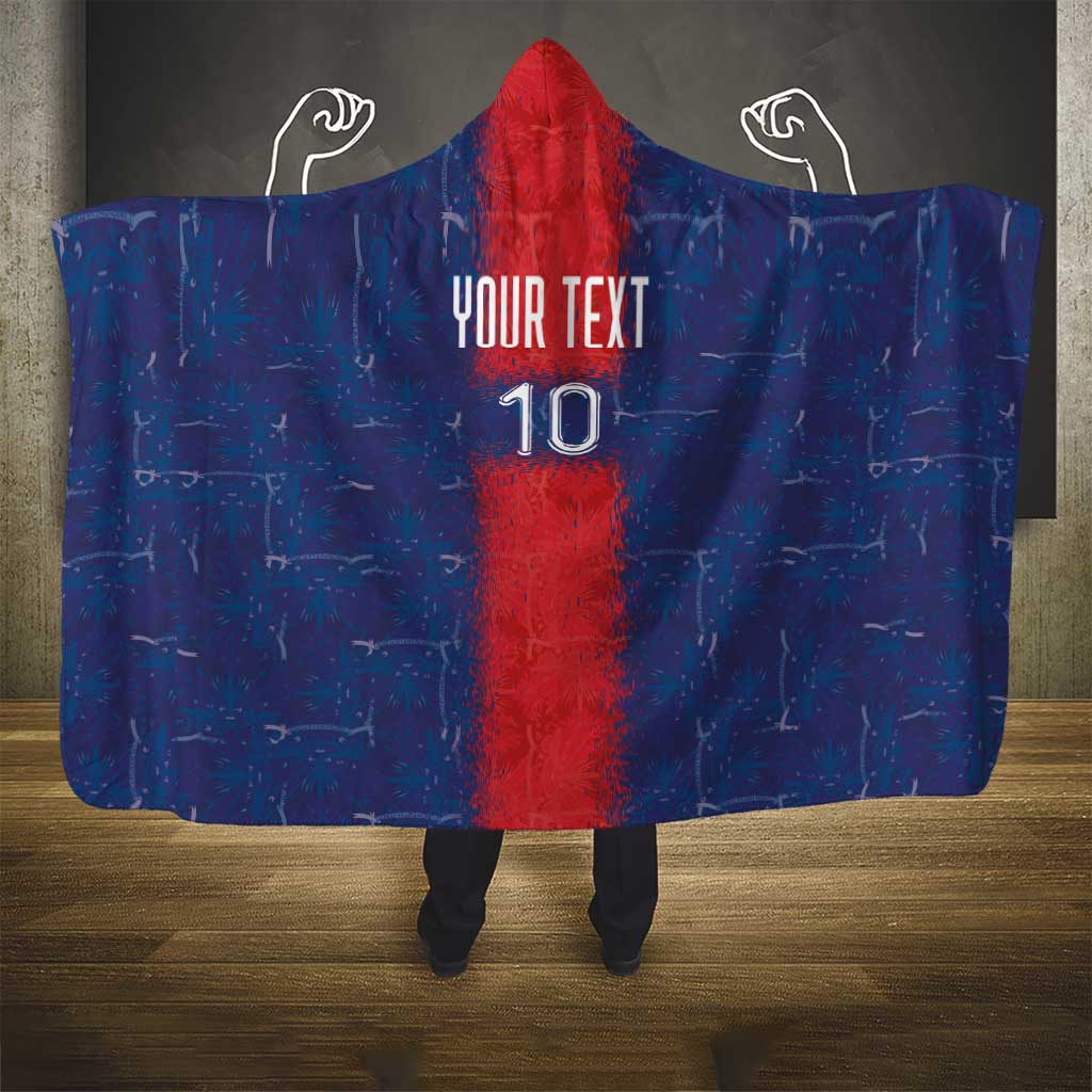 Custom Haiti National Football Hooded Blanket Haiti Emblems Motif - African Pride