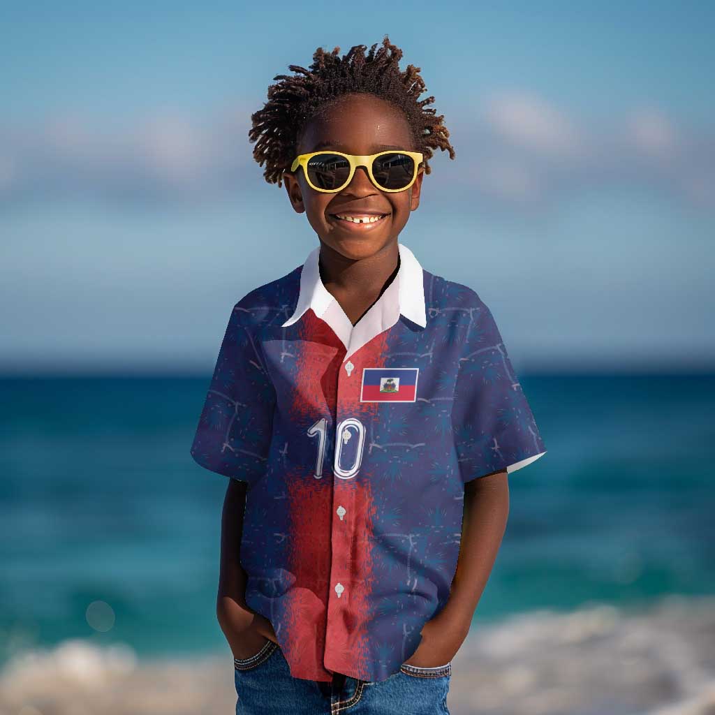 Custom Haiti National Football Kid Hawaiian Shirt Haiti Emblems Motif - African Pride