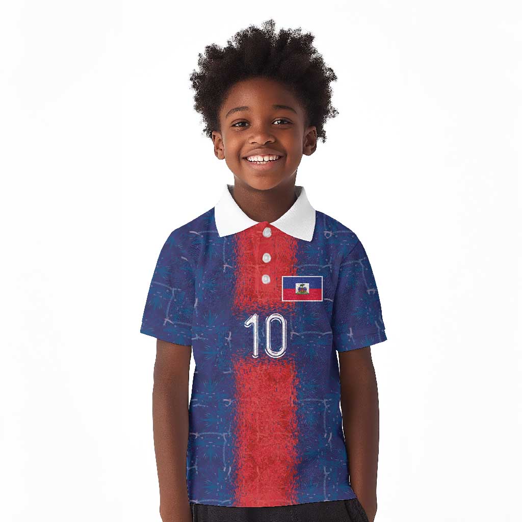 Custom Haiti National Football Kid Polo Shirt Haiti Emblems Motif - African Pride