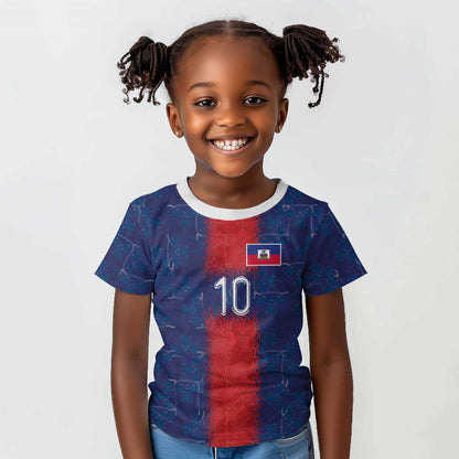 Custom Haiti National Football Kid T shirt Haiti Emblems Motif - African Pride