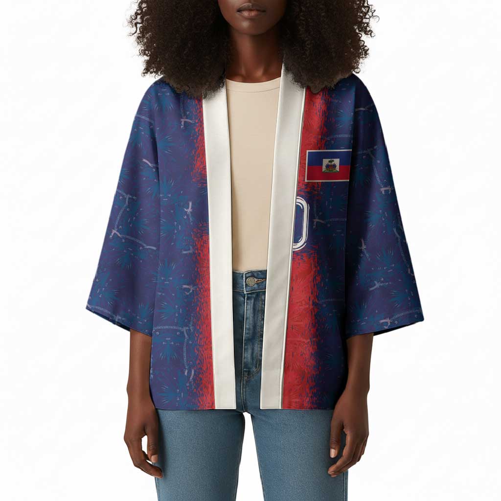 Custom Haiti National Football Kimono Haiti Emblems Motif - African Pride