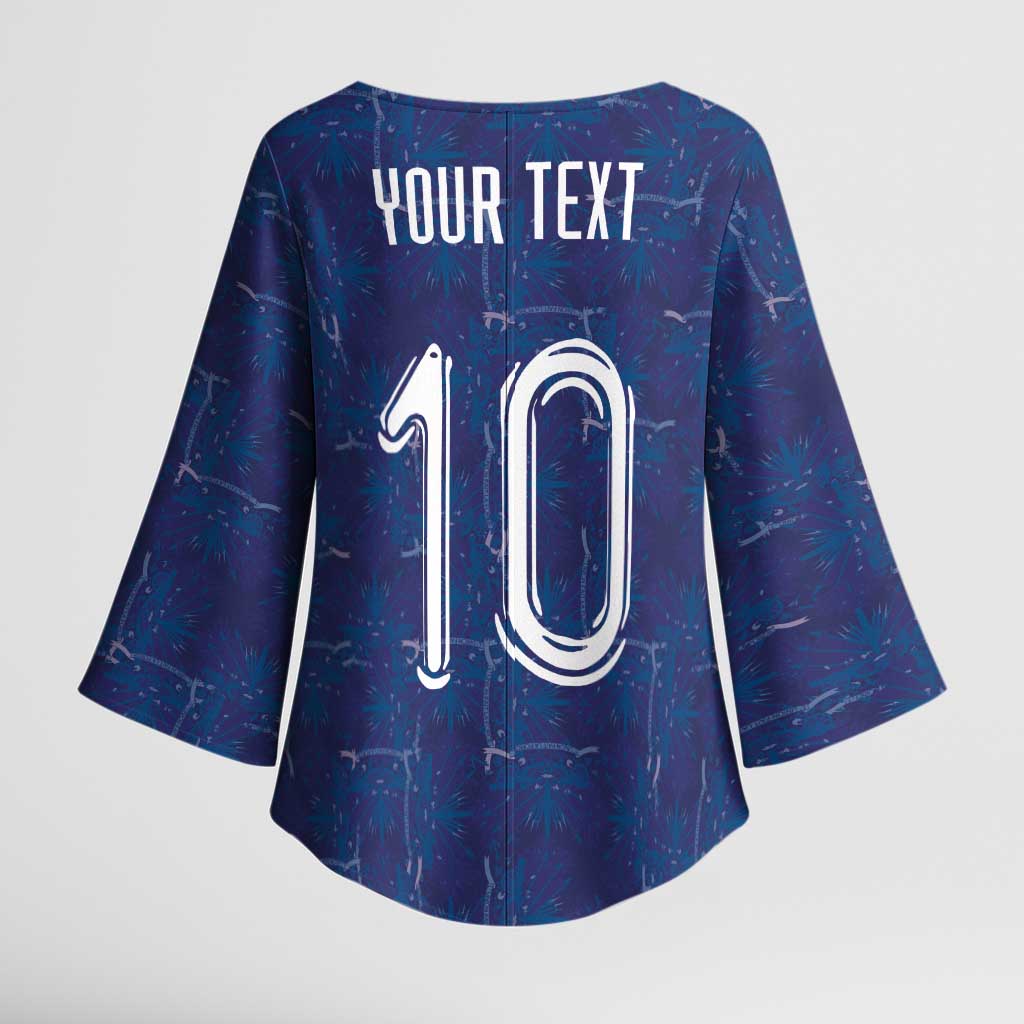 Custom Haiti National Football Kimono Sleeve Blouse Haiti Emblems Motif - African Pride