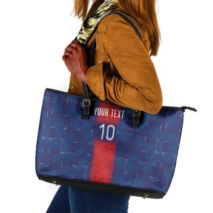 Custom Haiti National Football Leather Tote Bag Haiti Emblems Motif - African Pride