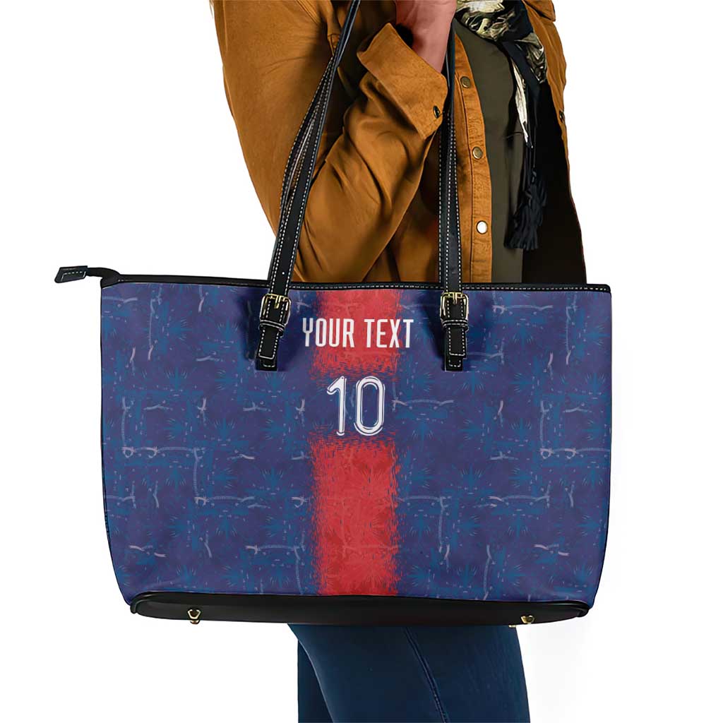 Custom Haiti National Football Leather Tote Bag Haiti Emblems Motif - African Pride