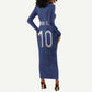 Custom Haiti National Football Long Sleeve Bodycon Dress Haiti Emblems Motif - African Pride