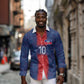 Custom Haiti National Football Long Sleeve Button Shirt Haiti Emblems Motif - African Pride