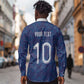 Custom Haiti National Football Long Sleeve Button Shirt Haiti Emblems Motif - African Pride