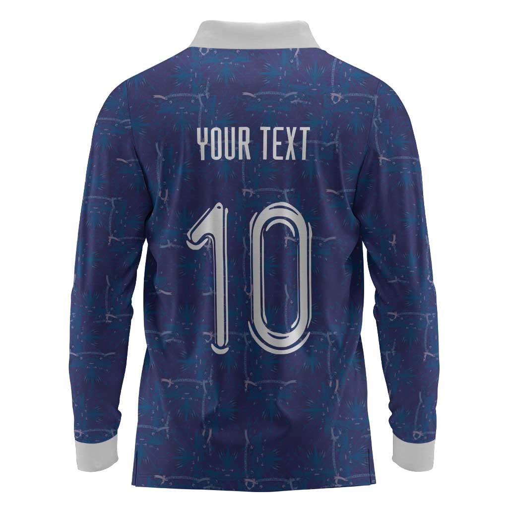 Custom Haiti National Football Long Sleeve Polo Shirt Haiti Emblems Motif - African Pride