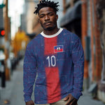 Custom Haiti National Football Long Sleeve Shirt Haiti Emblems Motif - African Pride