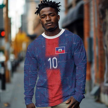 Custom Haiti National Football Long Sleeve Shirt Haiti Emblems Motif - African Pride