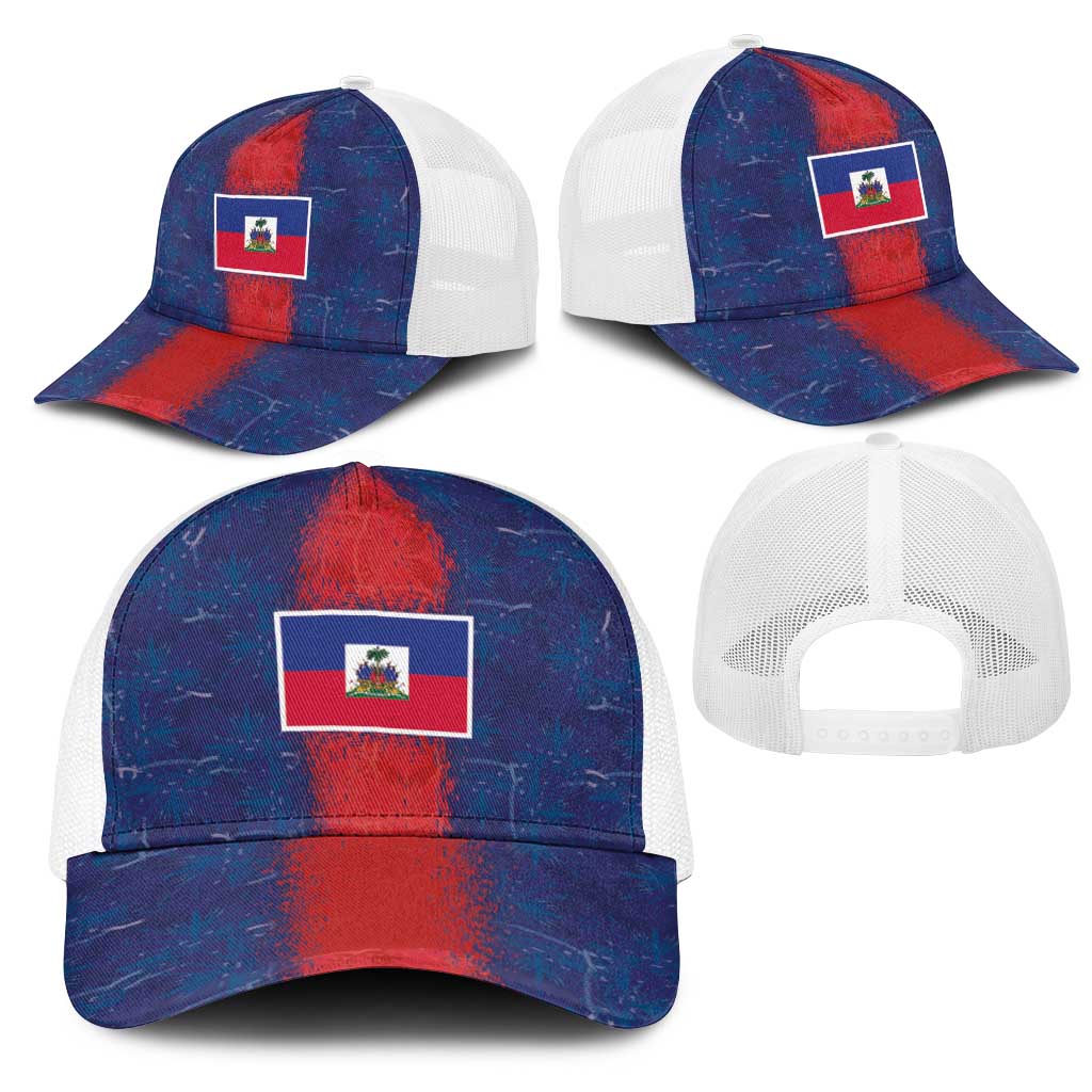 Haiti National Football Mesh Trucker Cap Haiti Emblems Motif - African Pride