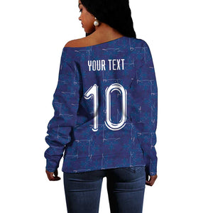 Custom Haiti National Football Off Shoulder Sweater Haiti Emblems Motif - African Pride