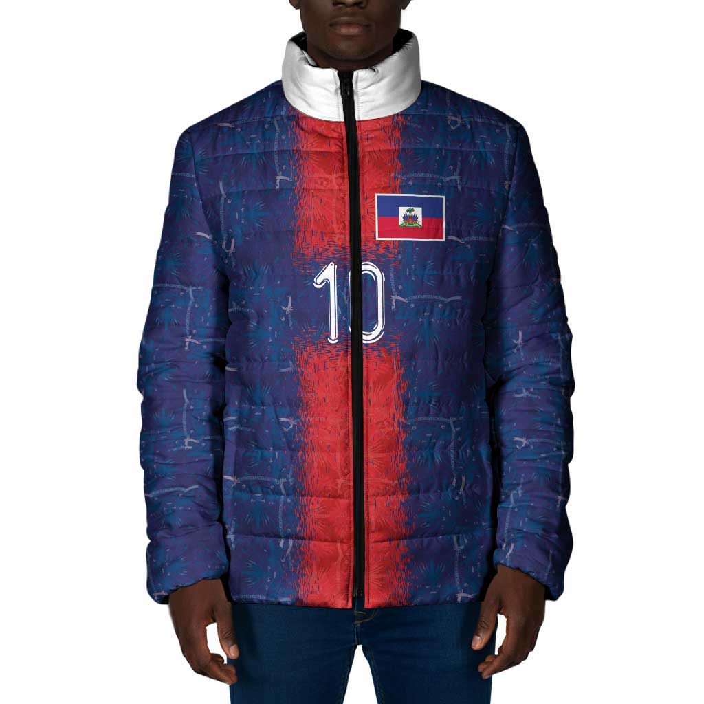 Custom Haiti National Football Padded Jacket Haiti Emblems Motif - African Pride