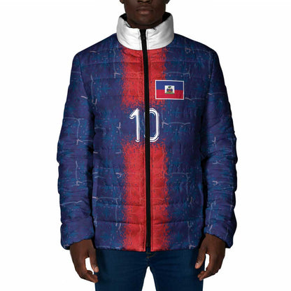 Custom Haiti National Football Padded Jacket Haiti Emblems Motif - African Pride