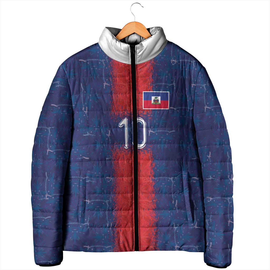 Custom Haiti National Football Padded Jacket Haiti Emblems Motif - African Pride
