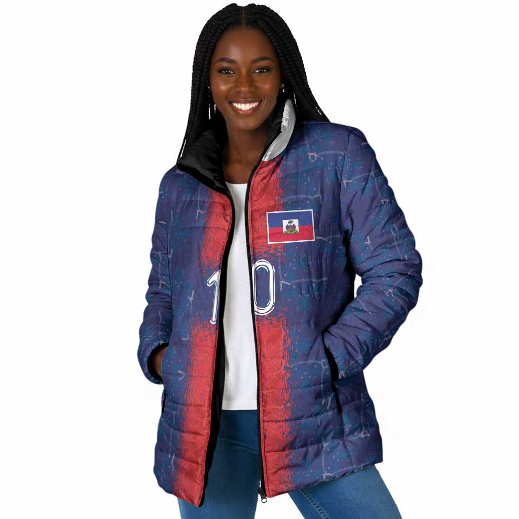 Custom Haiti National Football Padded Jacket Haiti Emblems Motif - African Pride