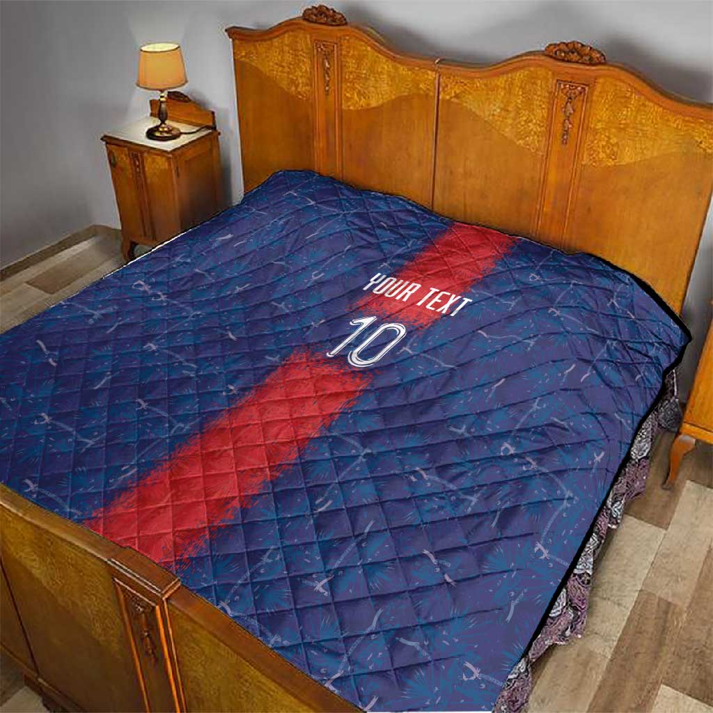 Custom Haiti National Football Quilt Haiti Emblems Motif - African Pride