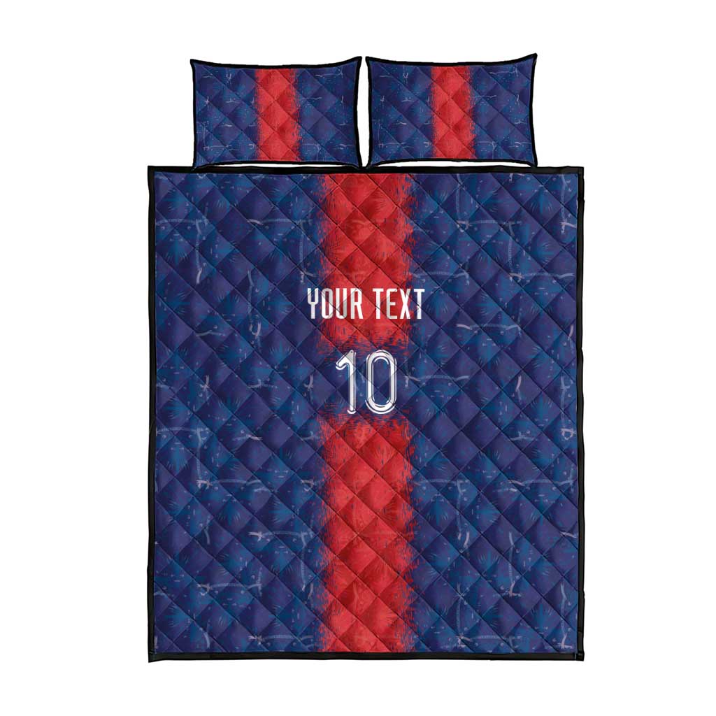 Custom Haiti National Football Quilt Bed Set Haiti Emblems Motif - African Pride