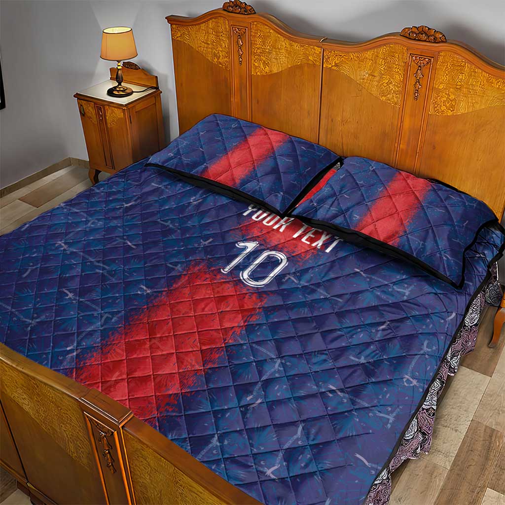 Custom Haiti National Football Quilt Bed Set Haiti Emblems Motif - African Pride