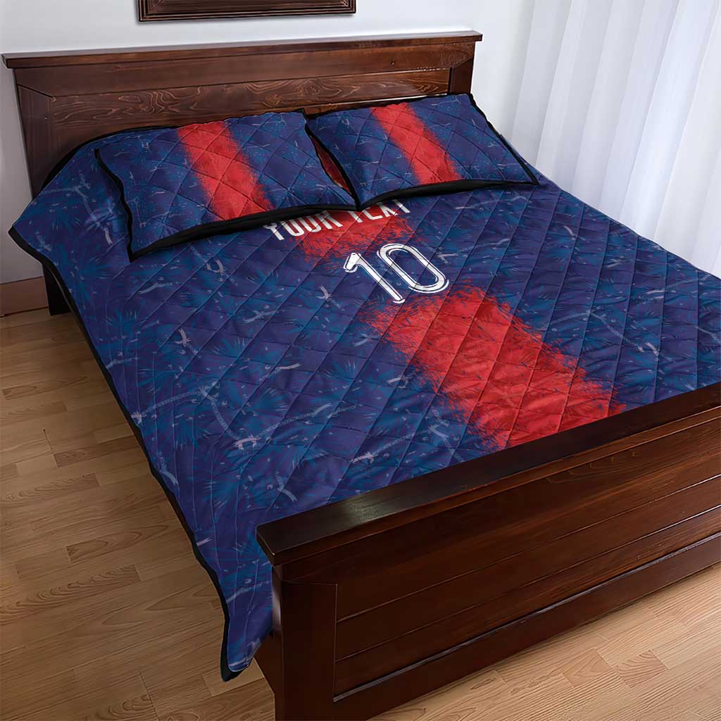 Custom Haiti National Football Quilt Bed Set Haiti Emblems Motif - African Pride