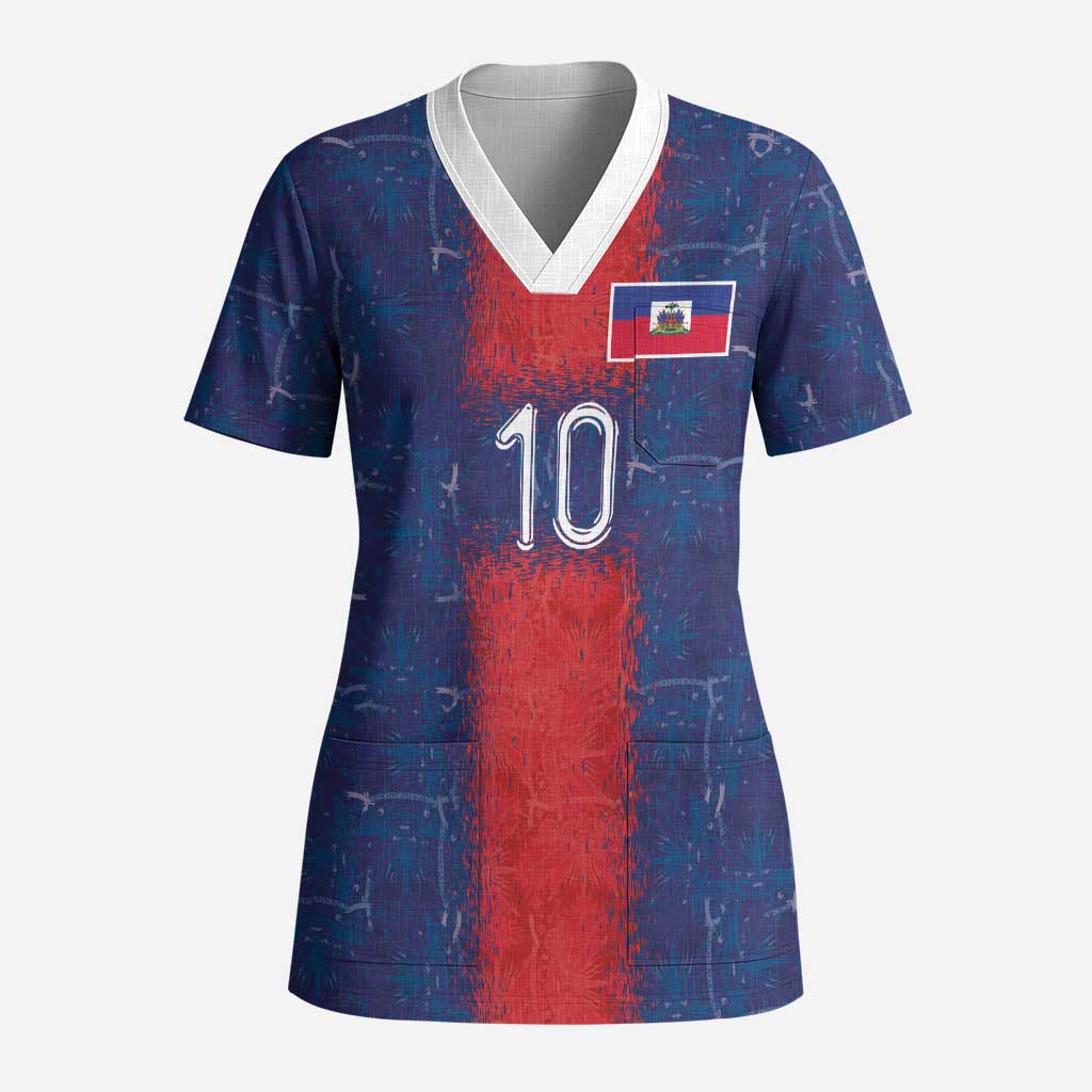 Custom Haiti National Football Scrub Top Haiti Emblems Motif - African Pride