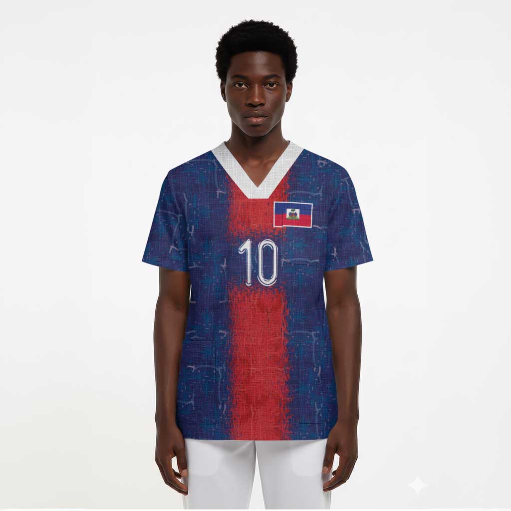 Custom Haiti National Football Scrub Top Haiti Emblems Motif - African Pride