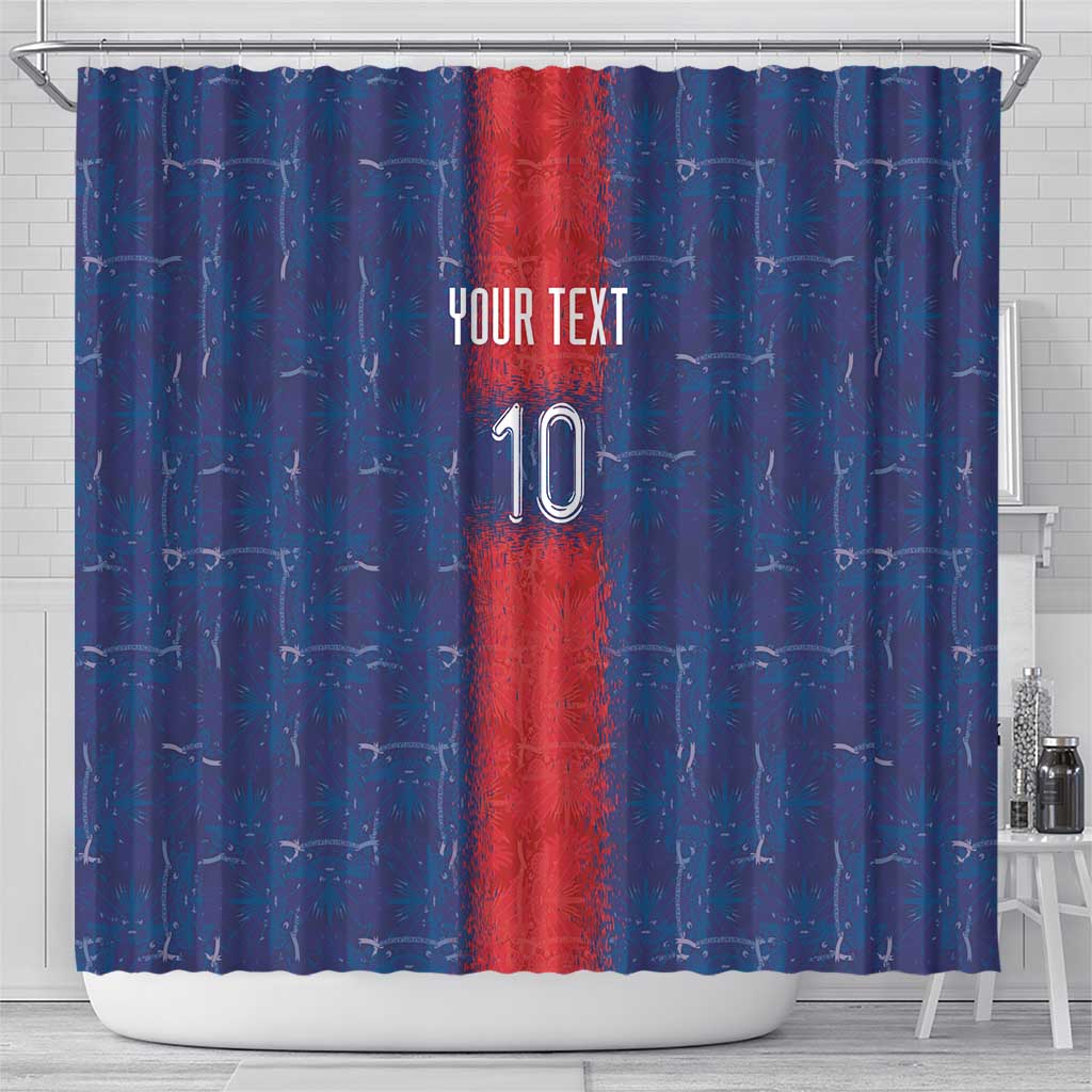 Custom Haiti National Football Shower Curtain Haiti Emblems Motif - African Pride