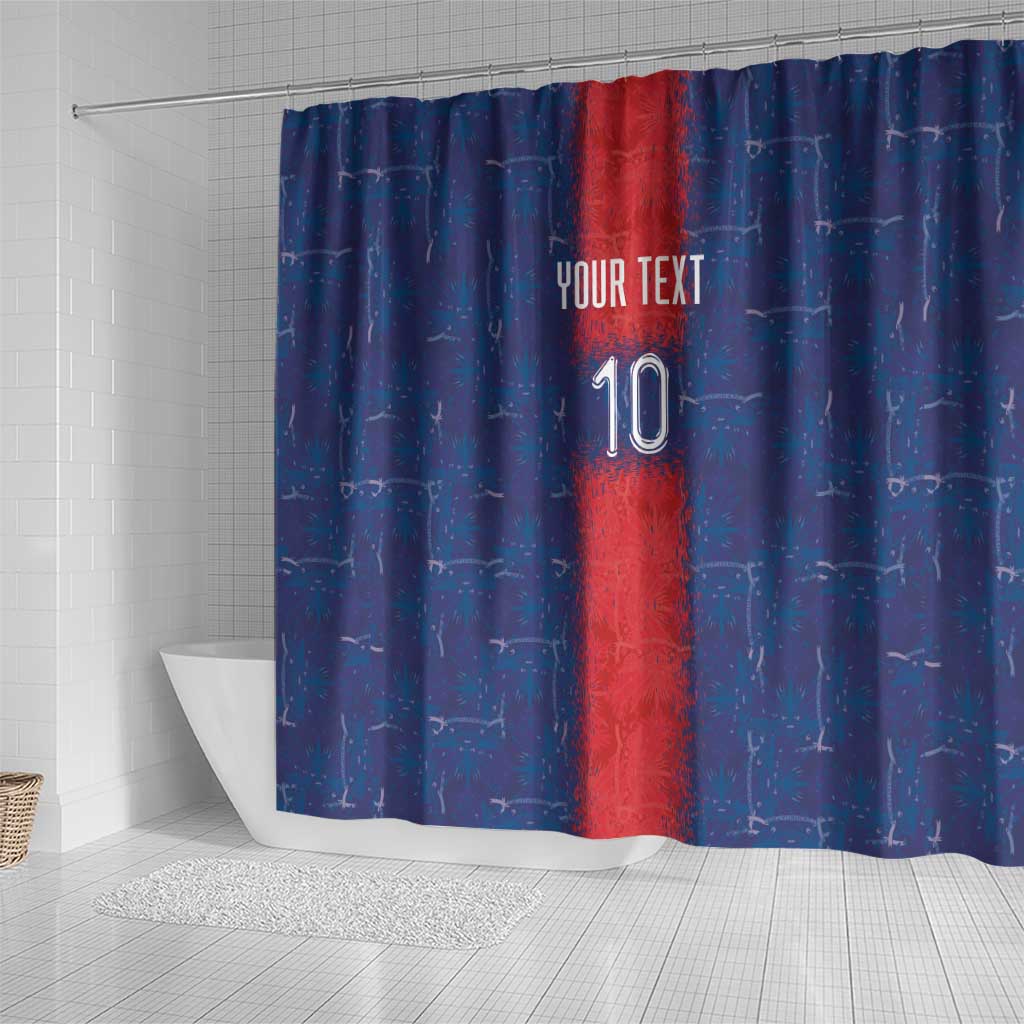 Custom Haiti National Football Shower Curtain Haiti Emblems Motif - African Pride