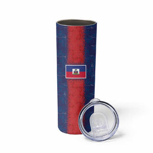 Custom Haiti National Football Skinny Tumbler Haiti Emblems Motif - African Pride