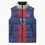 Custom Haiti National Football Sleeveless Puffer Jacket Haiti Emblems Motif - African Pride