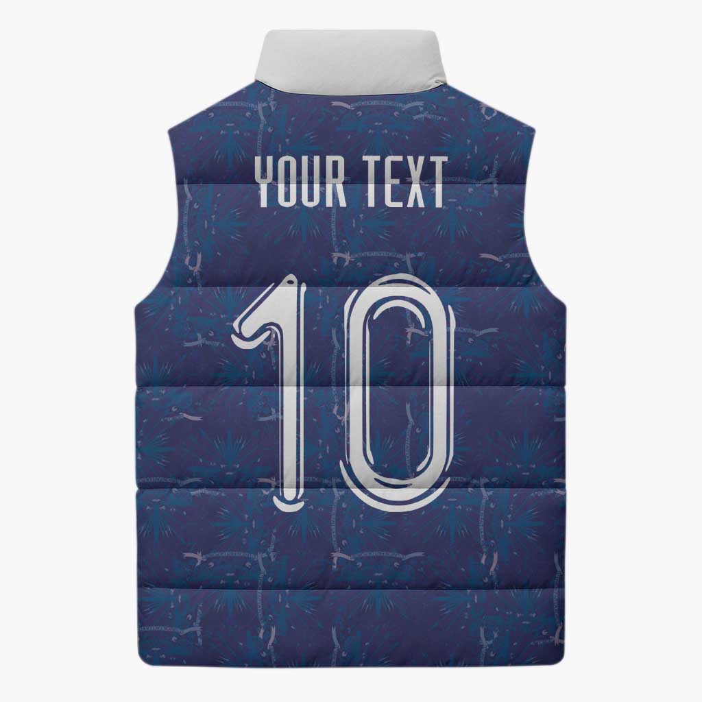 Custom Haiti National Football Sleeveless Puffer Jacket Haiti Emblems Motif - African Pride