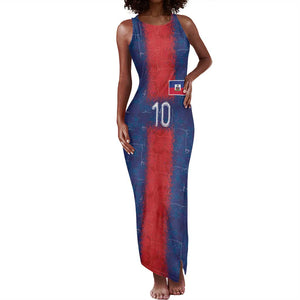 Custom Haiti National Football Tank Maxi Dress Haiti Emblems Motif - African Pride