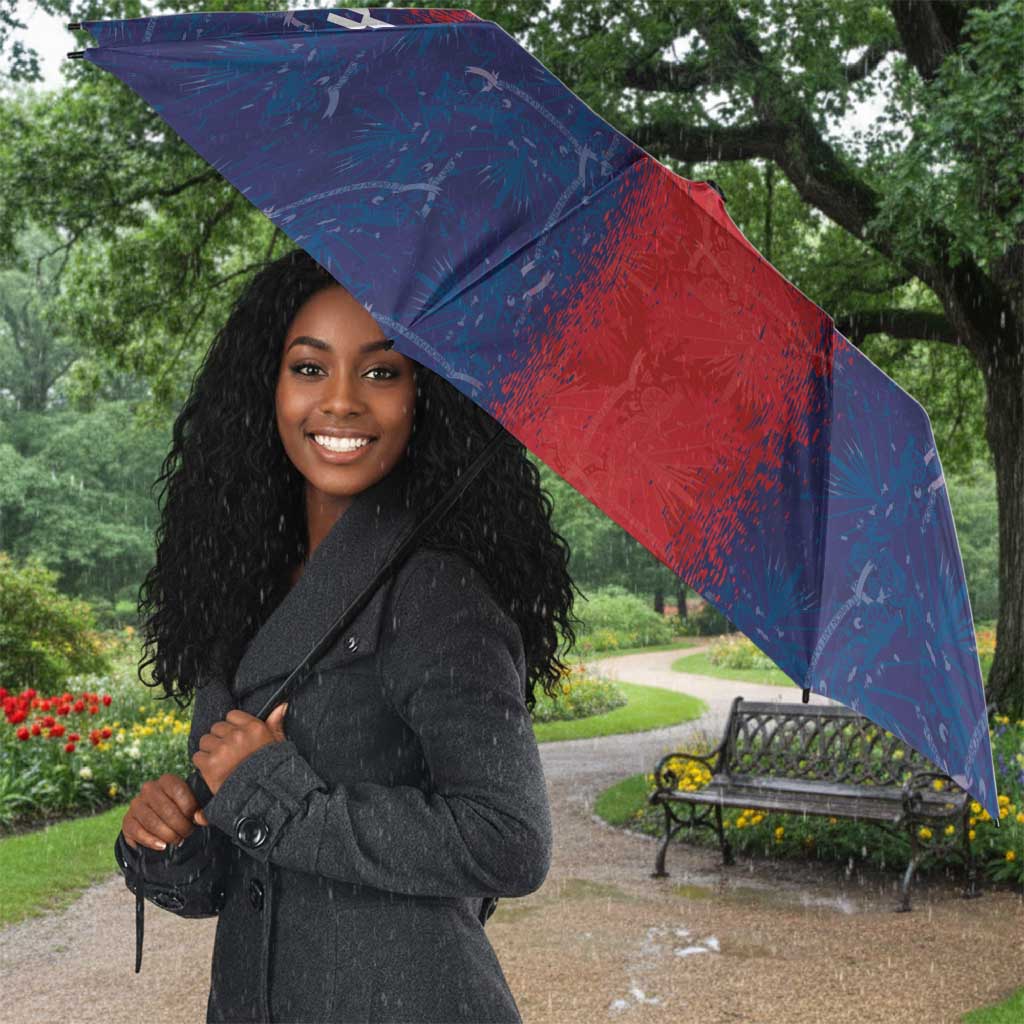 Custom Haiti National Football Umbrella Haiti Emblems Motif - African Pride