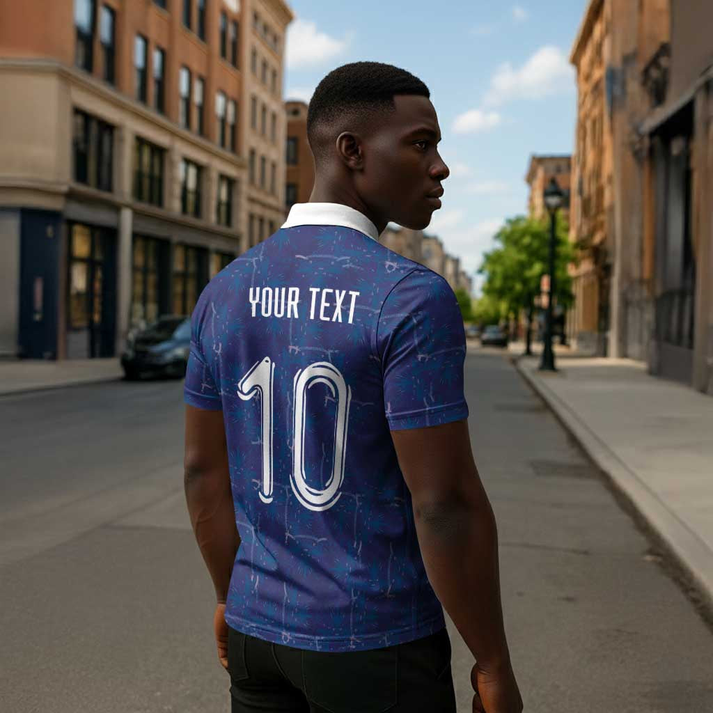 Custom Haiti National Football Zipper Polo Shirt Haiti Emblems Motif - African Pride